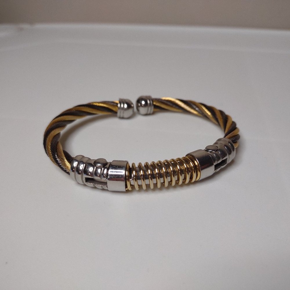 Nice Two Tone Twisted Metal Bracelet